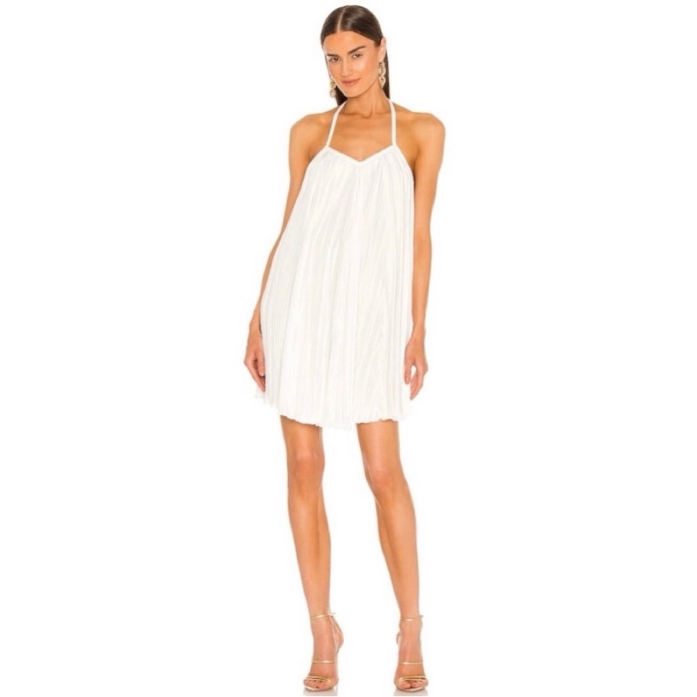 LBLC the Label Norma Pleated Mini Dress in Ivory Size Large REVOLVE